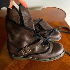 See By Chloe Taupe Leather Boots with Buckle